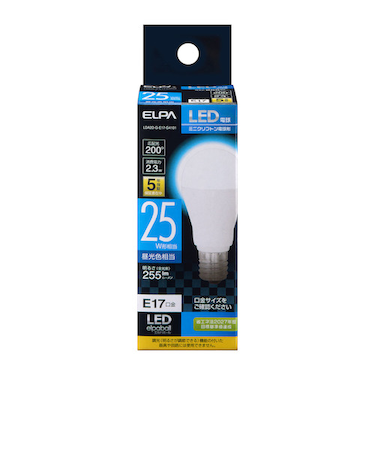 エルパ（ELPA）　LED電球　ミニクリプトン球形　LDA2DGE17G4101　昼光色