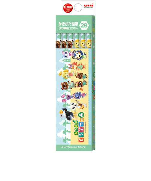 三菱鉛筆　どうぶつの森　かきかた鉛筆　2B　K56402B　12本入