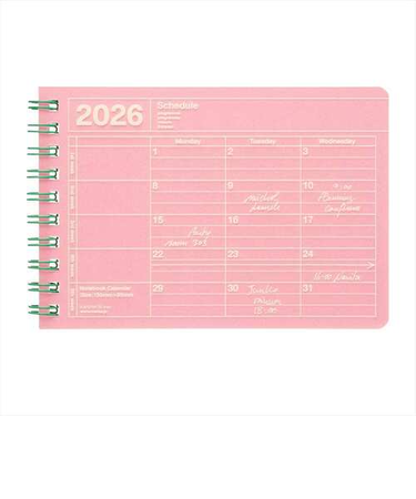 【2026年1月始まり】　マークス（MARK'S）　ノートブックカレンダー　XS　マンスリーブロック　26WDR-NB14-PK　ピンク　月曜始まり