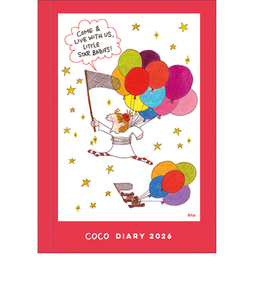 【2026年1月始まり】　グリーティングライフ　ココちゃん/サカモトリョウ　ハードカバー　B6　ウィークリーライト　CD-1370-RY　風船　月曜始まり