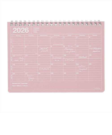 【2026年1月始まり】　マークス（MARK'S）　ノートブックカレンダー　S　マンスリーブロック　26WDR-NB2-PK　ピンク　月曜始まり