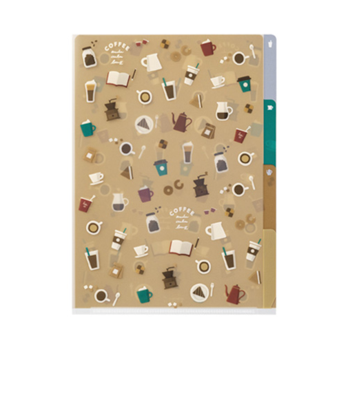 ミドリ（MIDORI）　3ポケットホルダー　A5　35474　コーヒー柄A