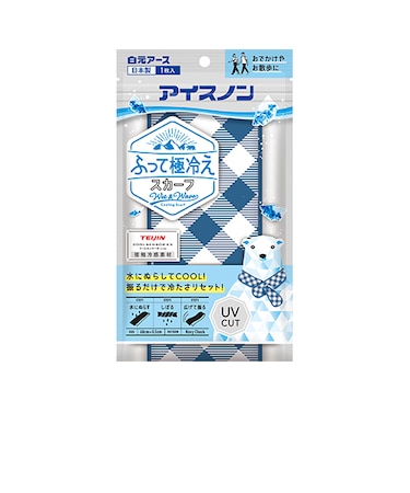 アイスノン　ふって極冷えスカーフ　ネイビーチェック