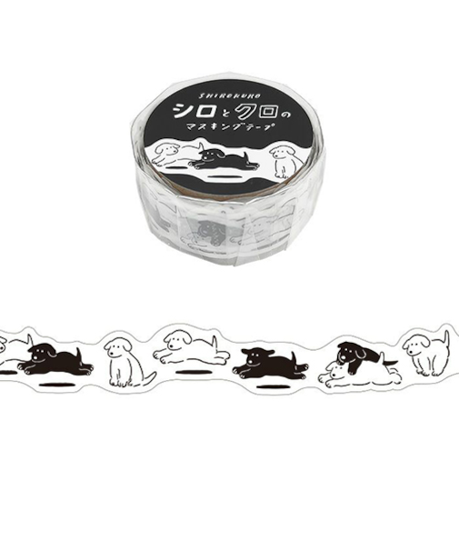 マインドウェイブ　シロとクロのマスキングテープ　ダイカット　95347　いぬたち