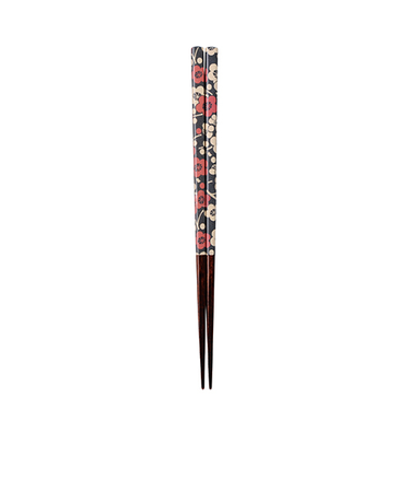 カワイ　箸　和紙レトロ　梅　23cm　黒