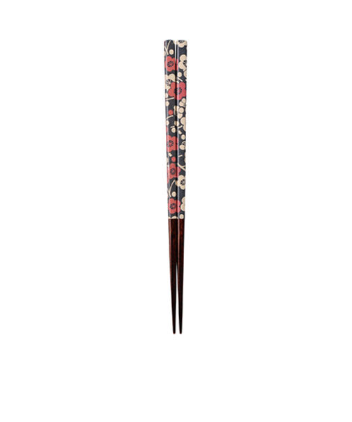 カワイ　箸　和紙レトロ　梅　23cm　黒