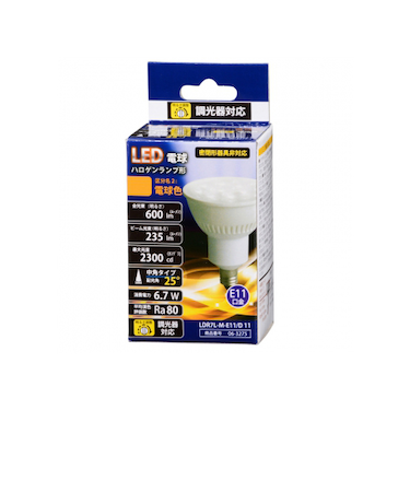 オーム電機　LED電球　ハロゲンランプ形　中角タイプ　E11　電球色　LDR7L－M－E11／D