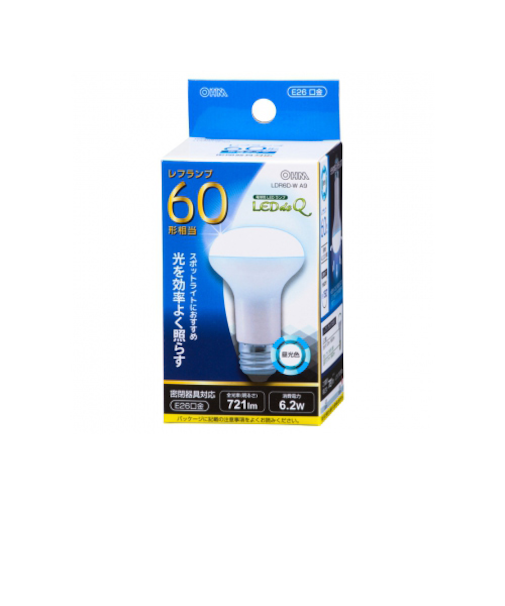 オーム電機　LED電球　レフランプ形　E26　60W相当　昼光色　LDR6D－W　A9