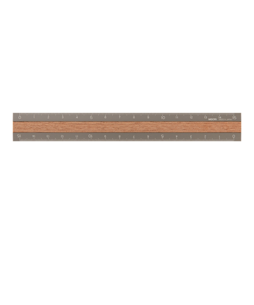 ミドリ（MIDORI）　アルミ＆ウッド定規　15cm　42304　グレー