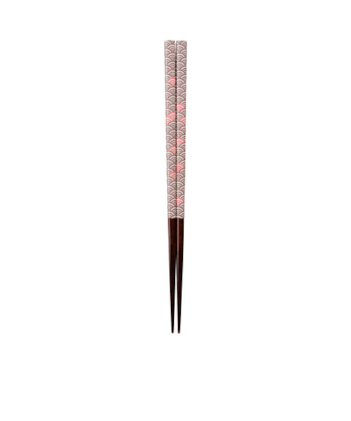 カワイ　箸　和紙レトロ　青海波　23cm　ピンク