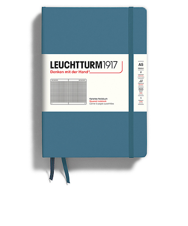 ロイヒトトゥルム1917（LEUCHTTURM1917）　ハードカバー　ミディアム　A5　方眼　363336　ストーンブルー