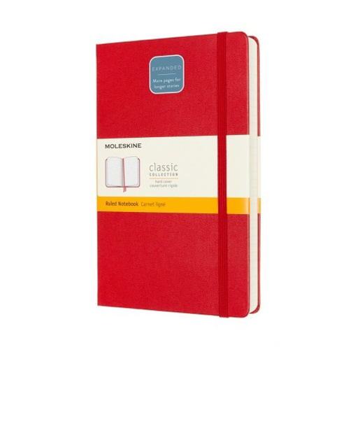 モレスキン（MOLESKINE）　クラシックノートブック　エクスパンデッド　ハードカバー　横罫　ラージサイズ　レッド