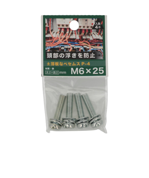八幡ねじ（YAHATA）　±薄板なべセムス　P-4　M6×25