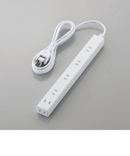 エレコム（ELECOM）　ほこり防止シャッター付きスリムタップ（雷ガード内蔵）　2.0ｍ　ホワイト