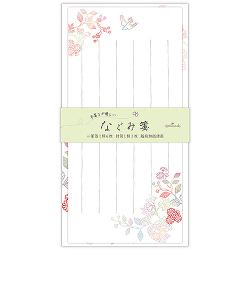 ホールマーク（Hallmark）　越前和紙　一筆箋セット　なごみ箋　罫線あり縦横両用　842215　花鳥