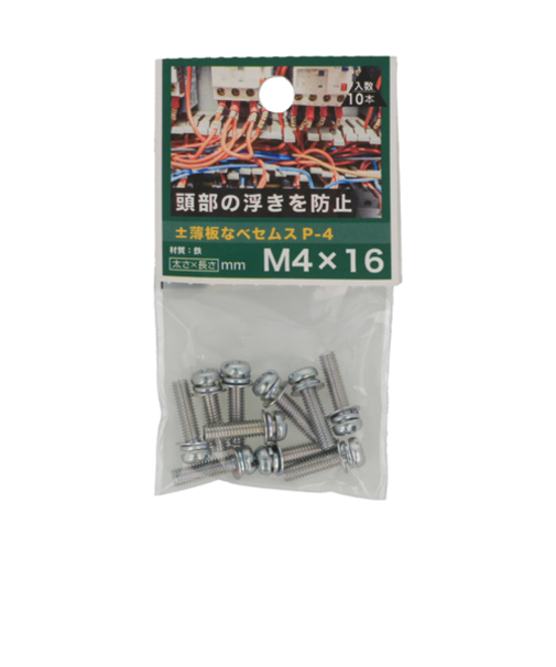 八幡ねじ　±薄板なべセムス　P-4　M4×16
