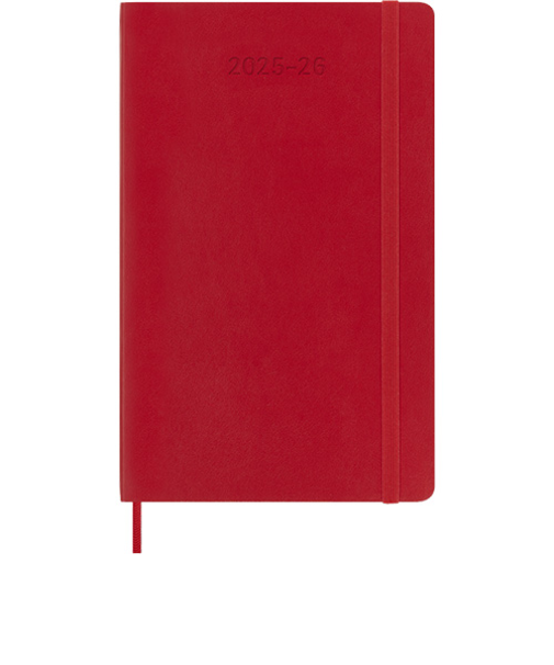 【2025年7月始まり】　モレスキン（MOLESKINE）　18ヶ月クラシックダイアリー　ソフトカバー　ラージサイズ　ウィークリーレフト　スカーレットレッド　月