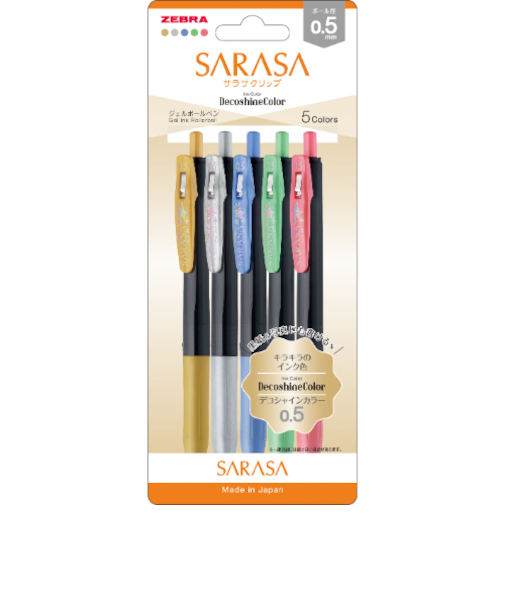 ゼブラ（ZEBRA）　サラサクリップ　0.5mm　JJ15－5C－SH－N　デコシャイン5色セットN