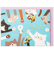 ホールマーク（Hallmark）　グリーティングカード　誕生お祝い　立体　ゆるアニマル　817596　ねこ2