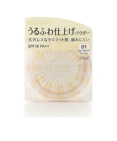 セザンヌ化粧品　うるふわ仕上げパウダー　01　ルーセントベージュ（セミマット肌）