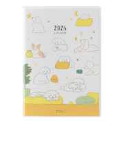 【2026年1月始まり】　ミドリ（MIDORI）　ポケットダイアリー　B6　ウィークリーレフト　22372　イヌ柄　月曜始まり