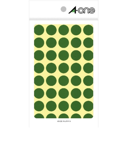 エーワン（A-one）　カラーラベル　15mm丸　緑