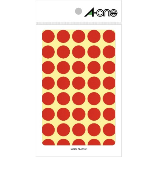 エーワン（A-one）　カラーラベル　15mm丸　赤