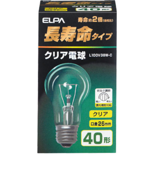 エルパ（ELPA）　長寿命タイプ　クリア電球　L100V38W-C