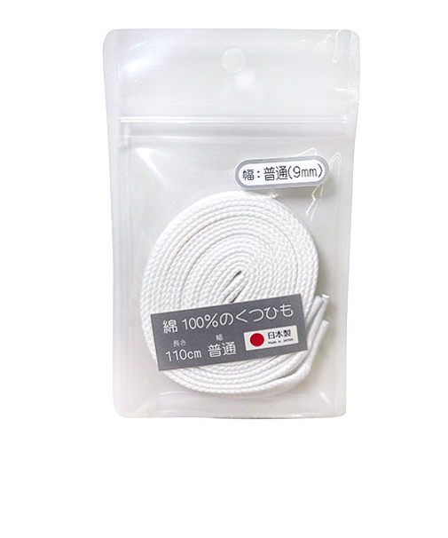 木原産業　綿100％のくつひも　普通幅　110cm　白