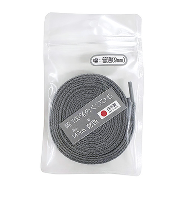 木原産業　綿100％のくつひも　普通幅　140cm　グレー