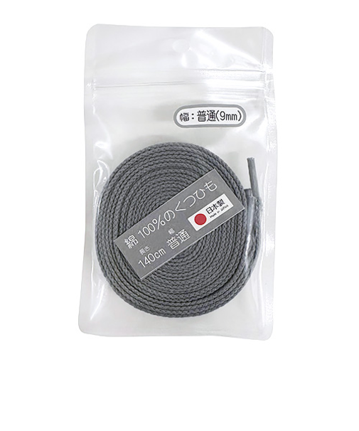 木原産業　綿100％のくつひも　普通幅　140cm　グレー