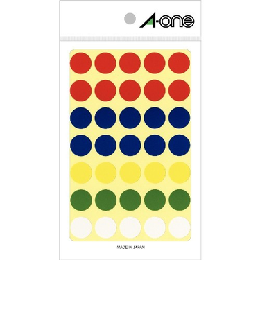 エーワン（A-one）　カラーラベル　15mm丸　アソート