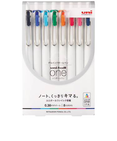 三菱鉛筆　ユニボール　ワン（uni－ball　one）　8色セット　0.38mm　UMNS388C