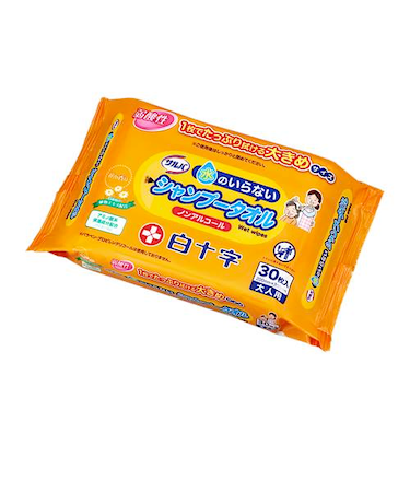 白十字　サルバ　水のいらないシャンプータオル　大人用　30枚入