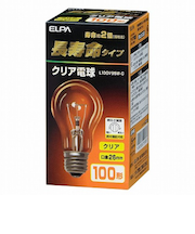 エルパ（ELPA）　長寿命タイプ　クリア電球　L100V95W-C
