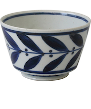 藍花　染付　多用丼　小　15673　藍の葉