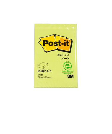 3M　ポスト・イット　ノート　再生紙　スタンダードカラー　656RP-GN　グリーン