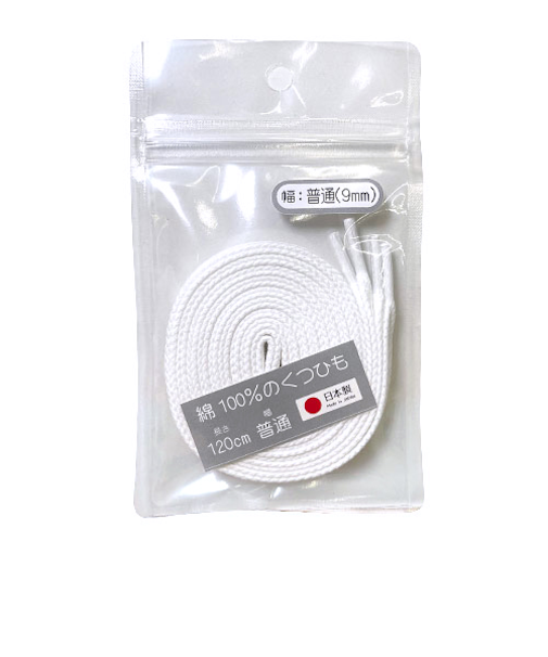 木原産業　綿100％のくつひも　普通幅　120cm　白