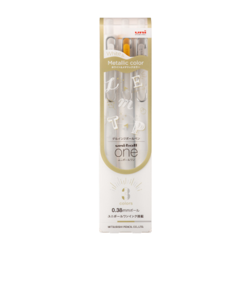 三菱鉛筆　ユニボール　ワン（uni－ball　one）　0.38mm　クリエイティブカラー　UMNSC38WGS3C　白金銀　3色セット