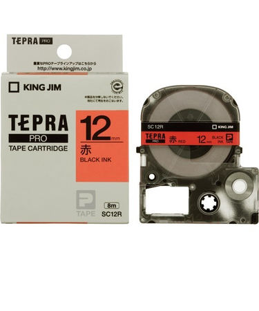 キングジム（KING　JIM）　プロテープカートリッジ　12mm　赤／黒字　SC12R
