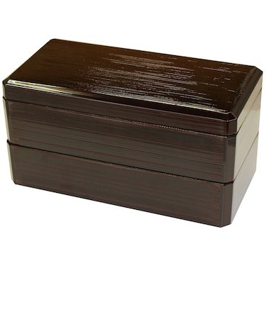 ミタニ　刷毛目　二段　ランチBOX　溜塗