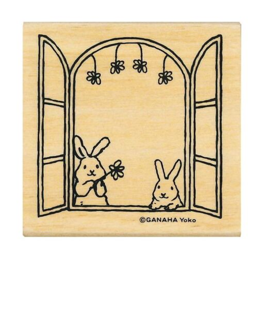 こどものかお　どうぶつはんこ【手帳編】　1675－008　ウサギ/窓