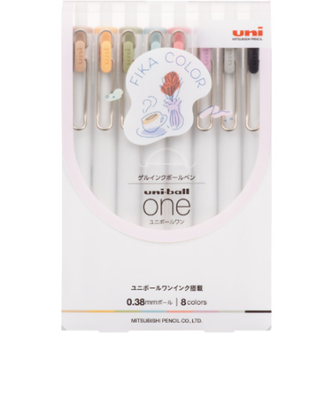 三菱鉛筆　ユニボールワン（uni－ball　one）　0.38mm　UMN-S-38　フィーカカラー8色セット