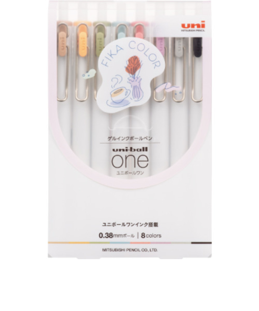 三菱鉛筆　ユニボールワン（uni－ball　one）　0.38mm　UMN-S-38　フィーカカラー8色セット
