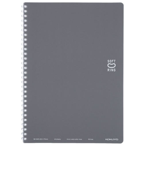 コクヨ（KOKUYO）　ソフトリングノート　ドット入り罫線　6号（セミB5)　ス－SV301BT－DM　ダークグレー