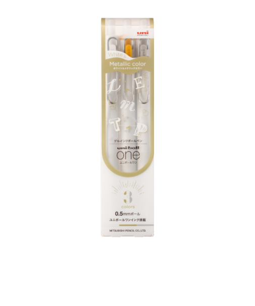 三菱鉛筆　ユニボール　ワン（uni－ball　one）　0.5mm　クリエイティブカラー　　UMNSC05WGS3C　白金銀　3色セット