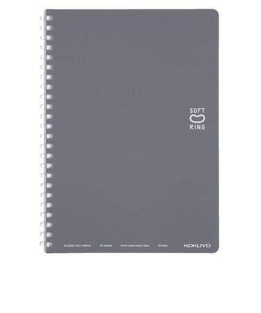 コクヨ（KOKUYO）　ソフトリングノート　ドット入り罫線　3号（A5）　ス－SV331BT－DM　ダークグレー