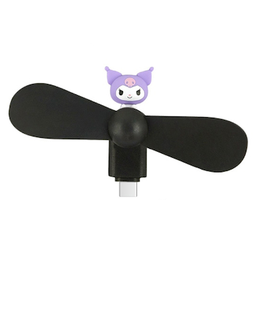 【お買い得】　グルマンディーズ　コネクタ付き　ミニクールファン（USB　Type-C）　サンリオキャラクターズ　クロミ