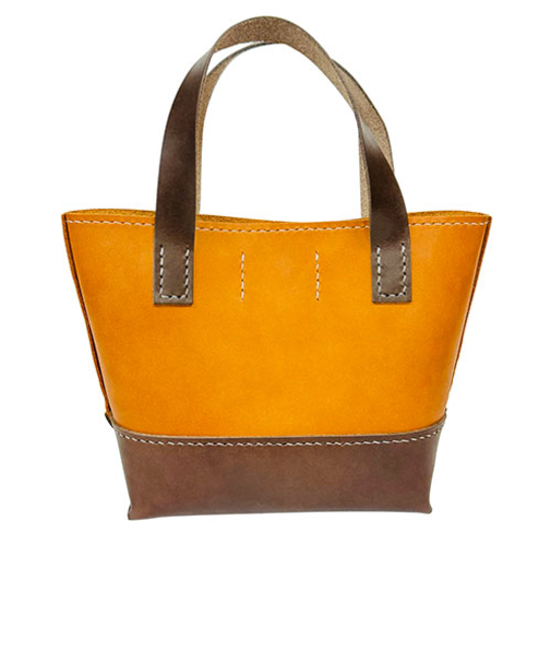 レザークラフトキット　ミニミニトートバッグ　チョコ・イエロー