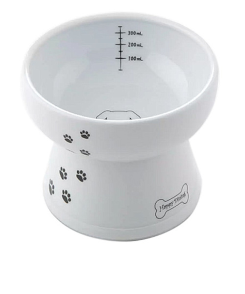 猫壱　ハッピーダイニング　脚付ウォーターボウル　犬柄・犬用　シリコン付き